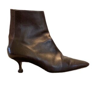 Manolo Blahnik Sleek Brown Ankle Booties
